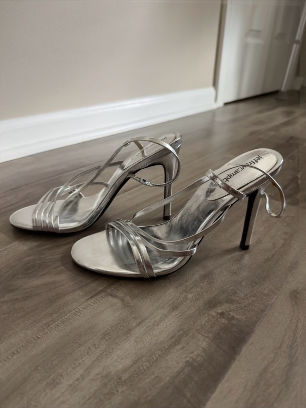 Jeffrey Campbell Silver Strappy Stiletto Heels